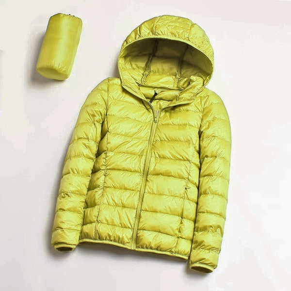 Down jacket women hooded ultra thin 90% Ultra Light duck down coat Female winter large sizes Solid Portable