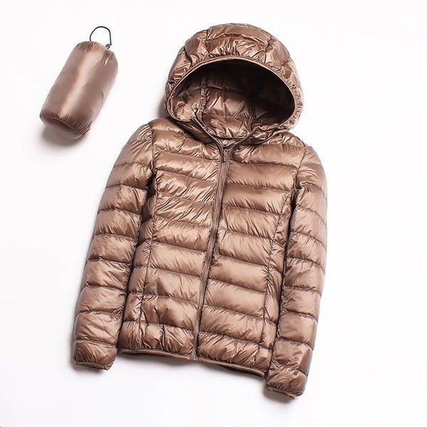 Down jacket women hooded ultra thin 90% Ultra Light duck down coat Female winter large sizes Solid Portable