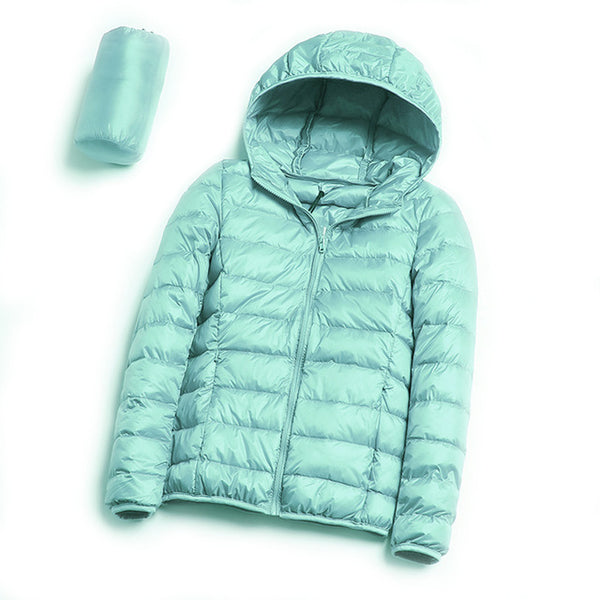 Down jacket women hooded ultra thin 90% Ultra Light duck down coat Female winter large sizes Solid Portable