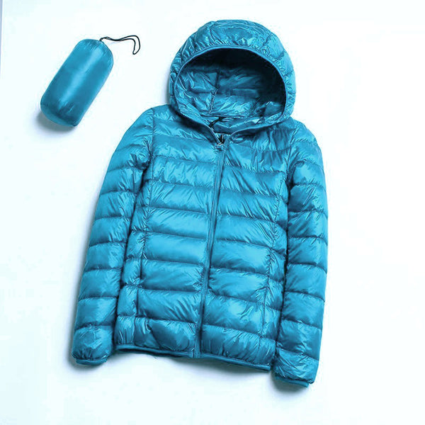 Down jacket women hooded ultra thin 90% Ultra Light duck down coat Female winter large sizes Solid Portable