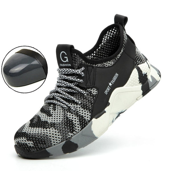 Male Steel Toe Work Safety Shoes Camouflage Men Boots Breathable Outdoor  Anti-smashing Piercing Work Safety Boot