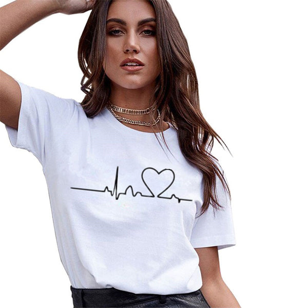 Fashion Women T Shirt Casual Short Sleeve Tees Shirt Cute Print Tosp