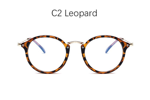 Retro Round Clear Glasses Female Blue Light Computer Glasses