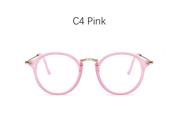 Retro Round Clear Glasses Female Blue Light Computer Glasses