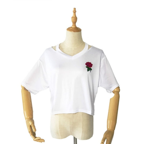 Summer Sexy Hollow Out Short Sleeve Casual Black White Crop