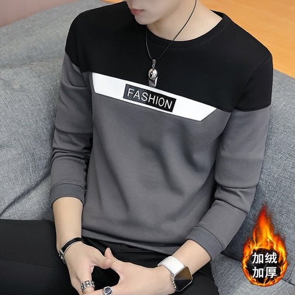 Spring and autumn tops tees men's long-sleeved