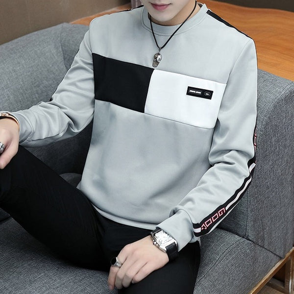 Spring and autumn tops tees men's long-sleeved