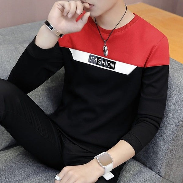 Spring and autumn tops tees men's long-sleeved