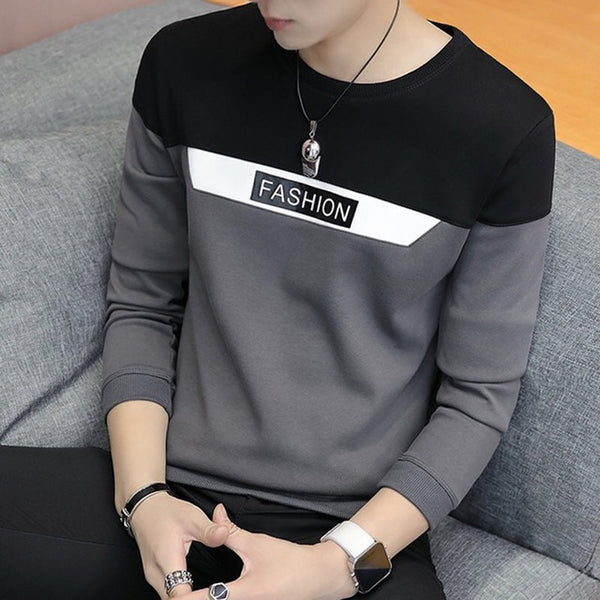 Spring and autumn tops tees men's long-sleeved