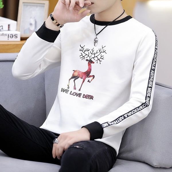 Spring and autumn tops tees men's long-sleeved