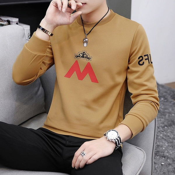 Spring and autumn tops tees men's long-sleeved