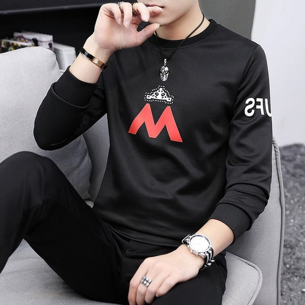 Spring and autumn tops tees men's long-sleeved