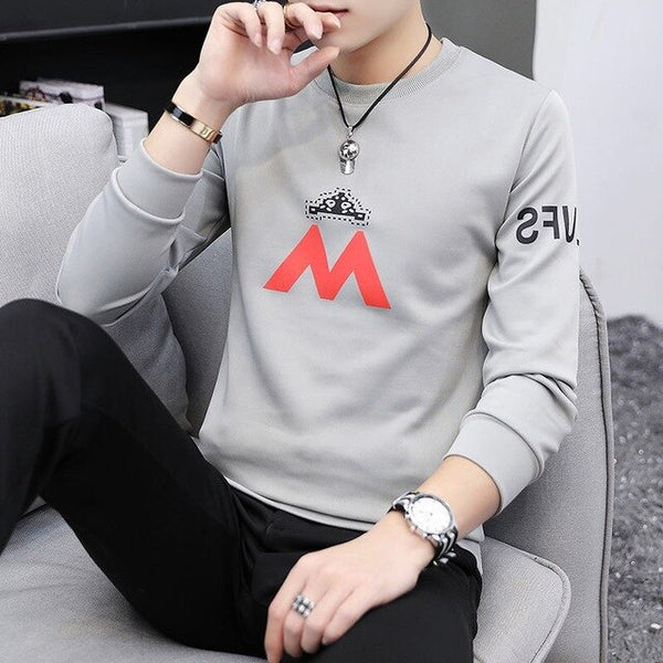 Spring and autumn tops tees men's long-sleeved