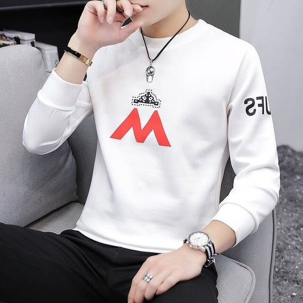 Spring and autumn tops tees men's long-sleeved
