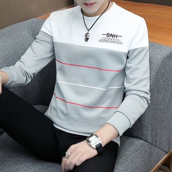 Spring and autumn tops tees men's long-sleeved