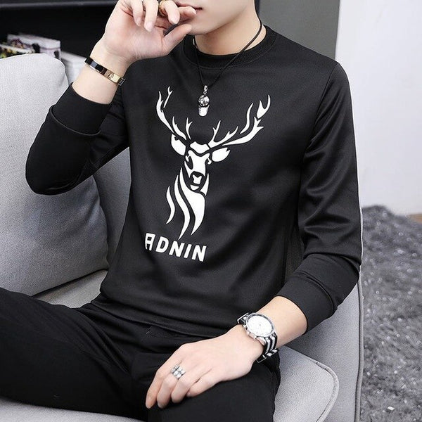 Spring and autumn tops tees men's long-sleeved
