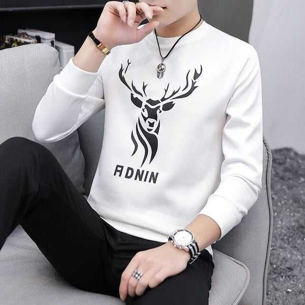 Spring and autumn tops tees men's long-sleeved