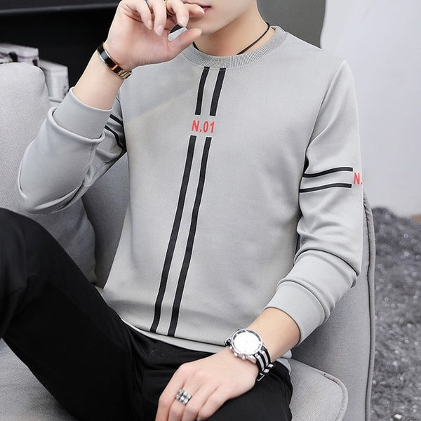 Spring and autumn tops tees men's long-sleeved