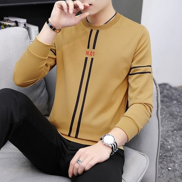 Spring and autumn tops tees men's long-sleeved