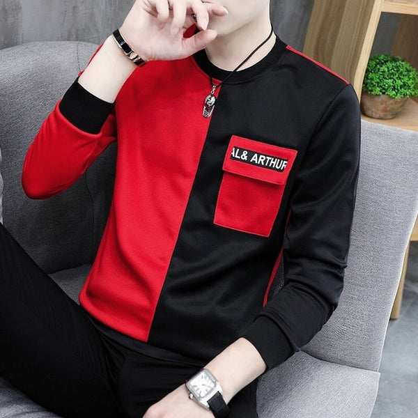 Spring and autumn tops tees men's long-sleeved