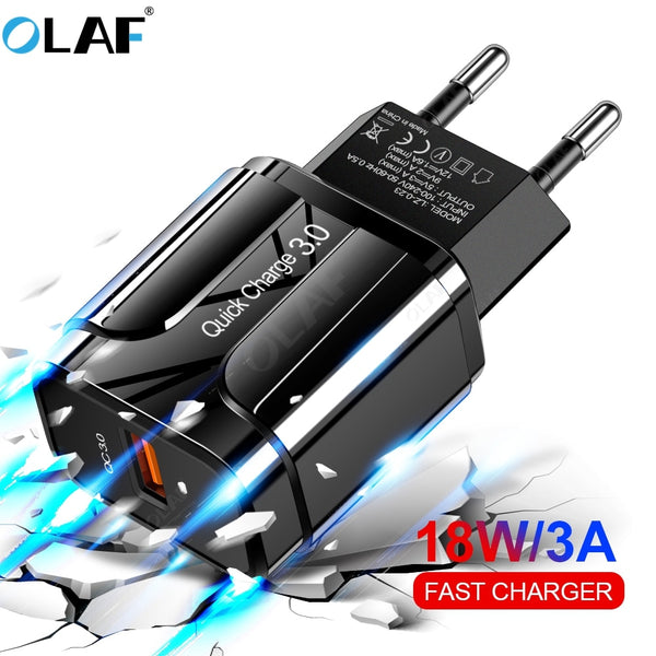 OLAF Quick Charge 3.0 USB Charger QC 3.0 Fast Charging EU US Plug Adapter Wall Mobile