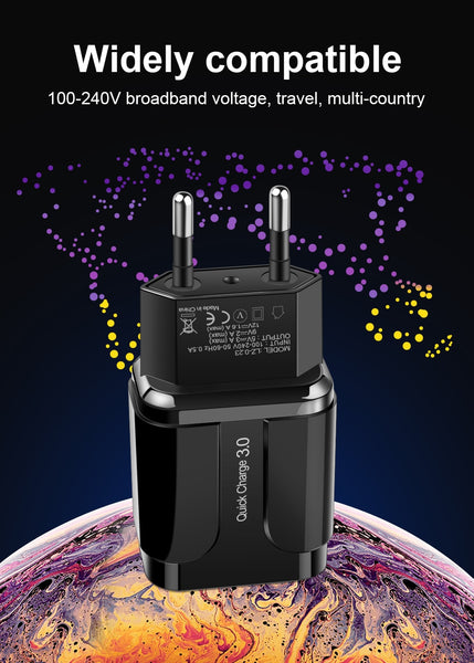 OLAF Quick Charge 3.0 USB Charger QC 3.0 Fast Charging EU US Plug Adapter Wall Mobile