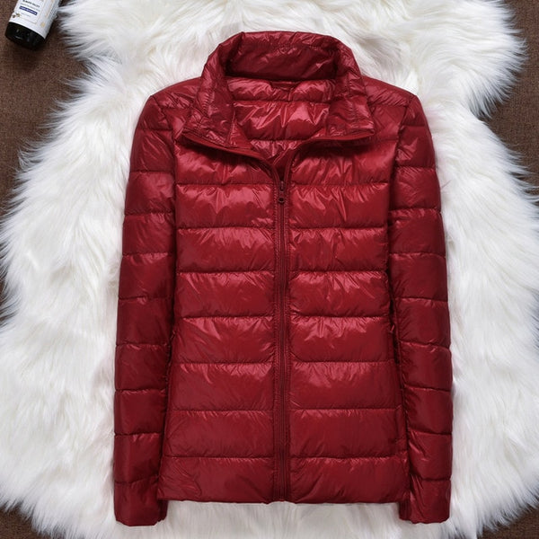 Winter Women Ultralight Thin Down Jacket White Duck Down Hooded Jackets Long Sleeve