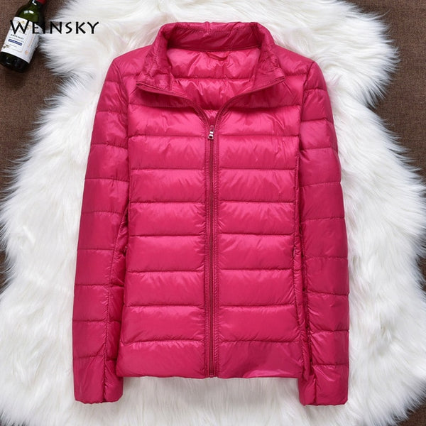 Winter Women Ultralight Thin Down Jacket White Duck Down Hooded Jackets Long Sleeve