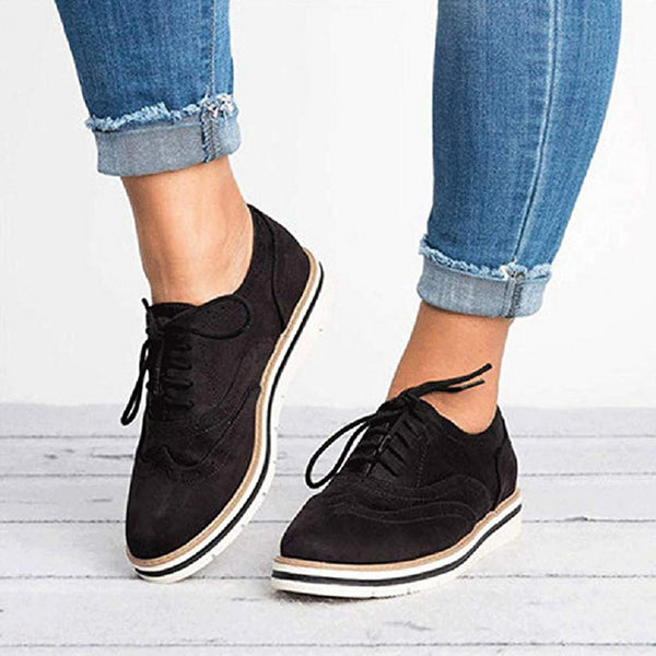 Women Oxfords Cut-Outs Lace Up Brogue Shoes Flat Platform  England