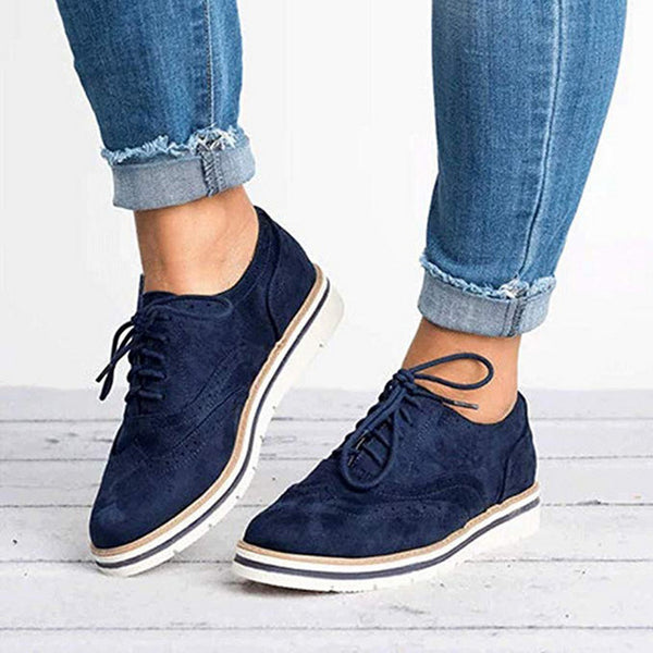 Women Oxfords Cut-Outs Lace Up Brogue Shoes Flat Platform  England