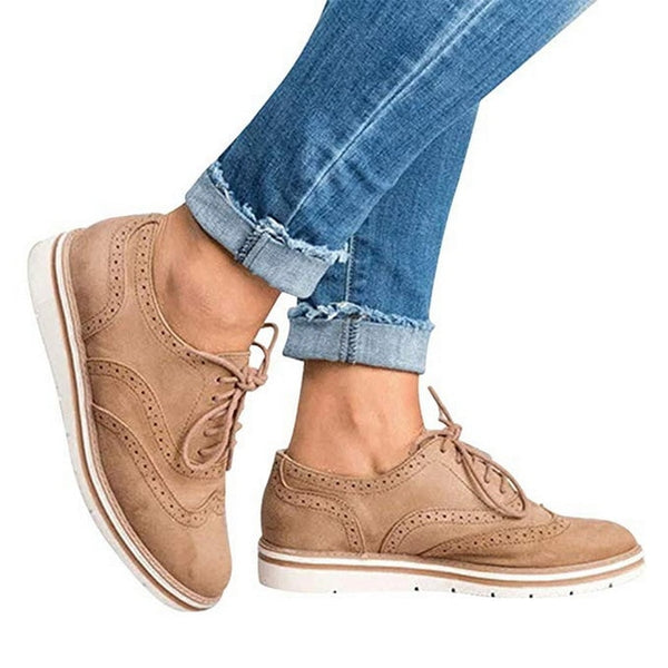 Women Oxfords Cut-Outs Lace Up Brogue Shoes Flat Platform  England