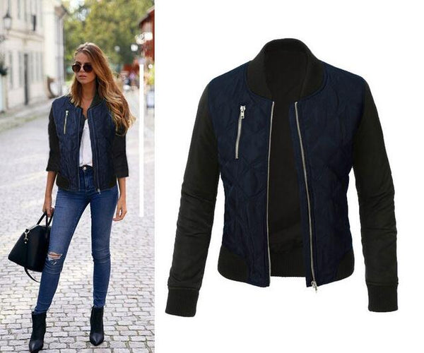 Spring Autumn Winter Fashion jacket women Long sleeve patchwork