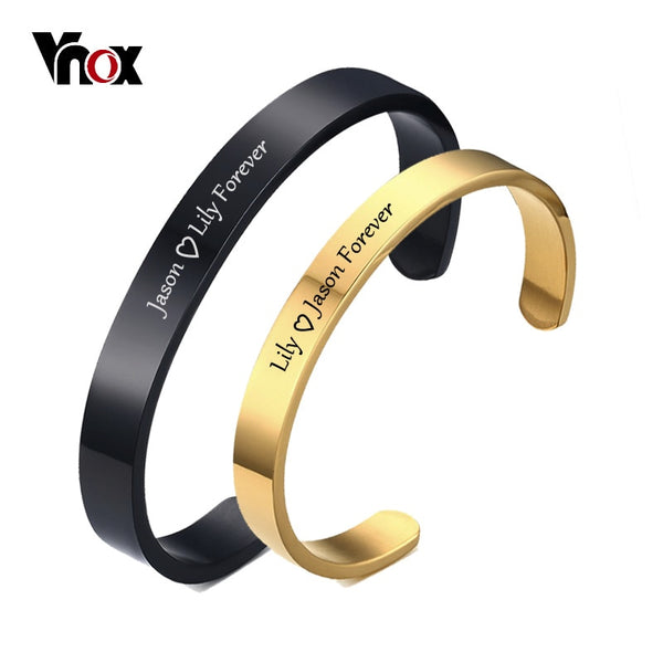 Personalized Couple Cuff Bracelets for Men Women Bangle Stainless Steel Classic Lover DIY Jewelry Gift