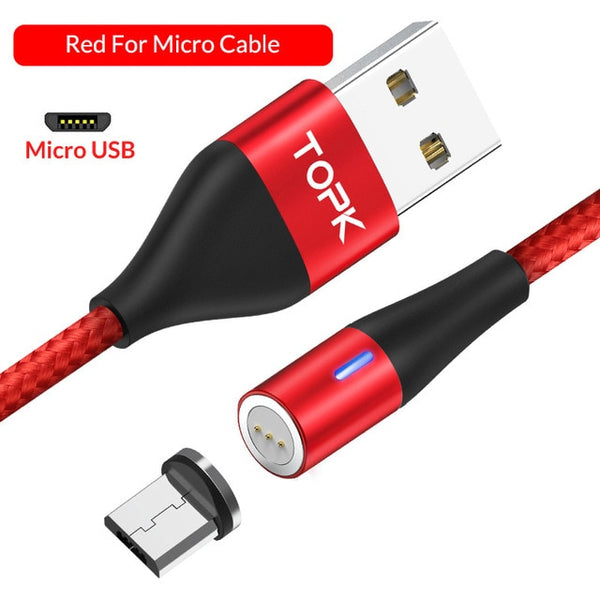 TOPK AM60 3A Fast Charging LED Magnetic Micro USB Type C Cable