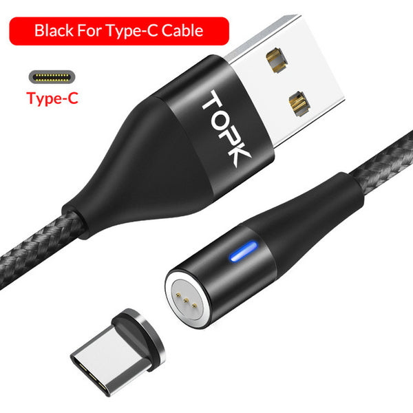 TOPK AM60 3A Fast Charging LED Magnetic Micro USB Type C Cable