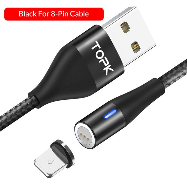 TOPK AM60 3A Fast Charging LED Magnetic Micro USB Type C Cable