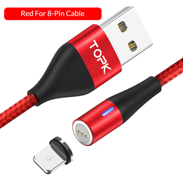 TOPK AM60 3A Fast Charging LED Magnetic Micro USB Type C Cable