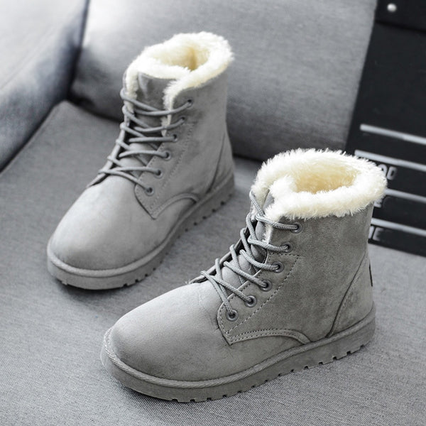 Snow Boots Mid-Calf Boots Ladies Cotton Winter Boots Women Warm Fur
