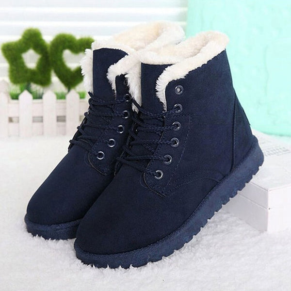 Snow Boots Mid-Calf Boots Ladies Cotton Winter Boots Women Warm Fur