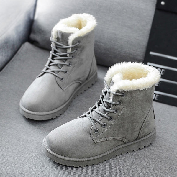 Snow Boots Mid-Calf Boots Ladies Cotton Winter Boots Women Warm Fur