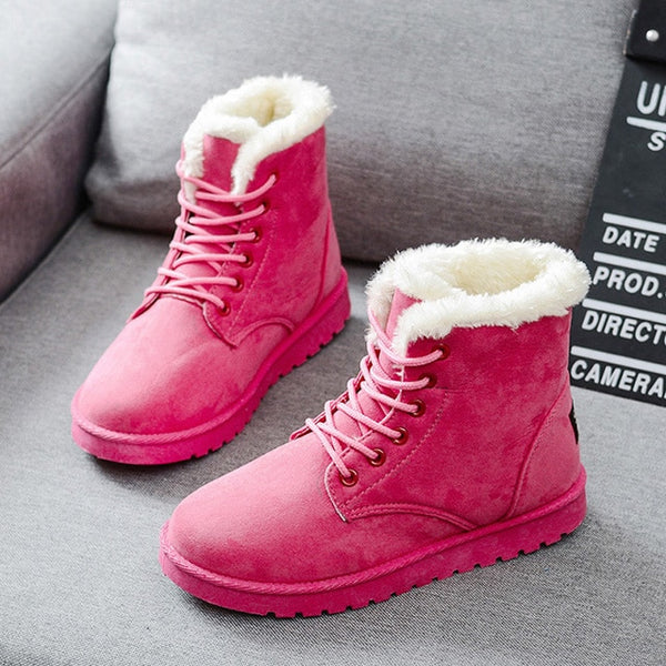 Snow Boots Mid-Calf Boots Ladies Cotton Winter Boots Women Warm Fur