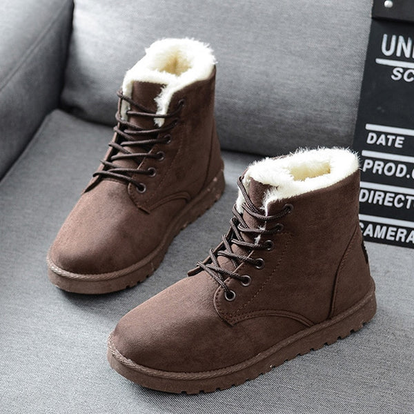 Snow Boots Mid-Calf Boots Ladies Cotton Winter Boots Women Warm Fur