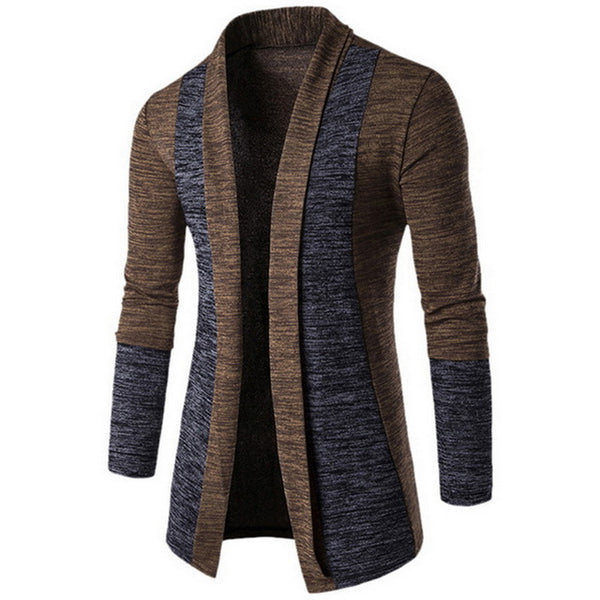 Cysincos Men Patchwork Slim Cardigan Autumn