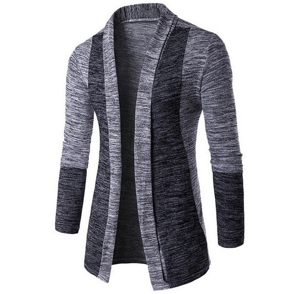 Cysincos Men Patchwork Slim Cardigan Autumn