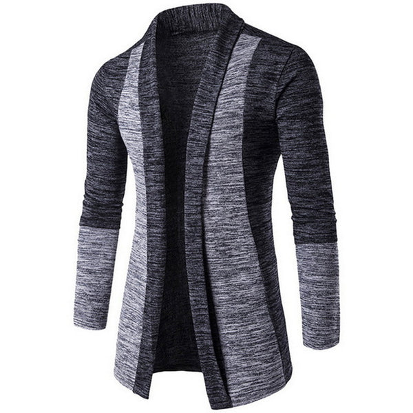 Cysincos Men Patchwork Slim Cardigan Autumn