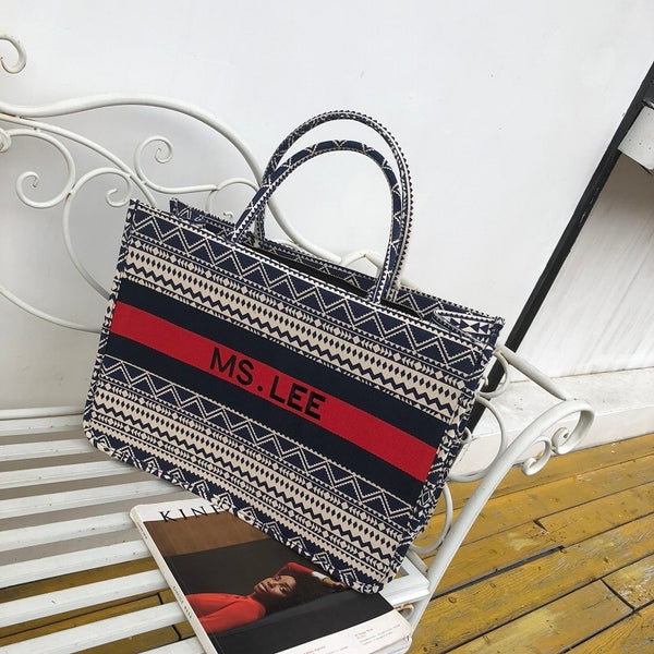 Women Tote Bag Striped