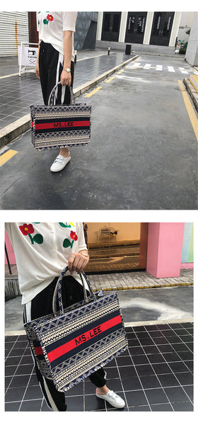 Women Tote Bag Striped