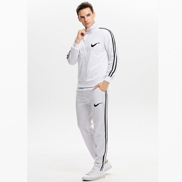 Winter Men's Sweatsuit Sets 2 Piece Zipper Jacket Track Suit