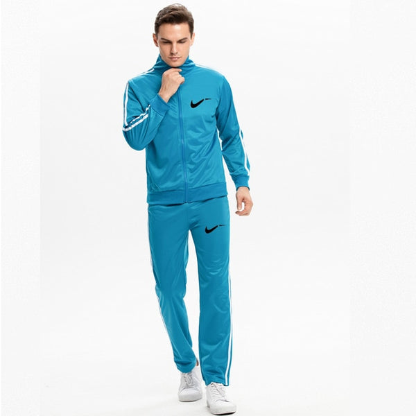 Winter Men's Sweatsuit Sets 2 Piece Zipper Jacket Track Suit