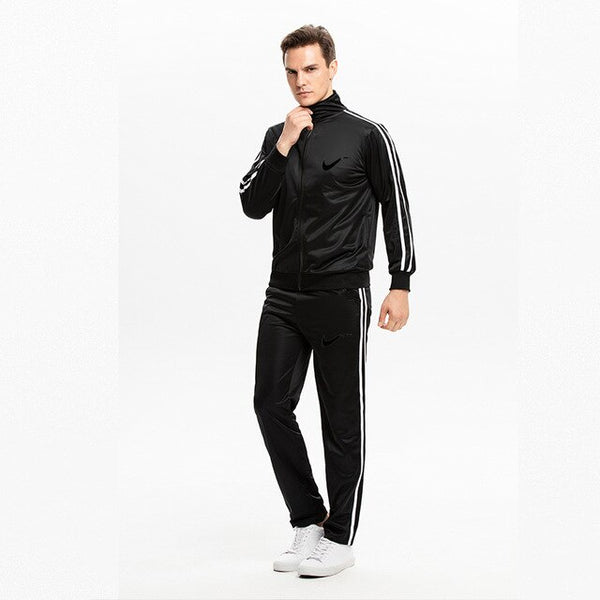 Winter Men's Sweatsuit Sets 2 Piece Zipper Jacket Track Suit